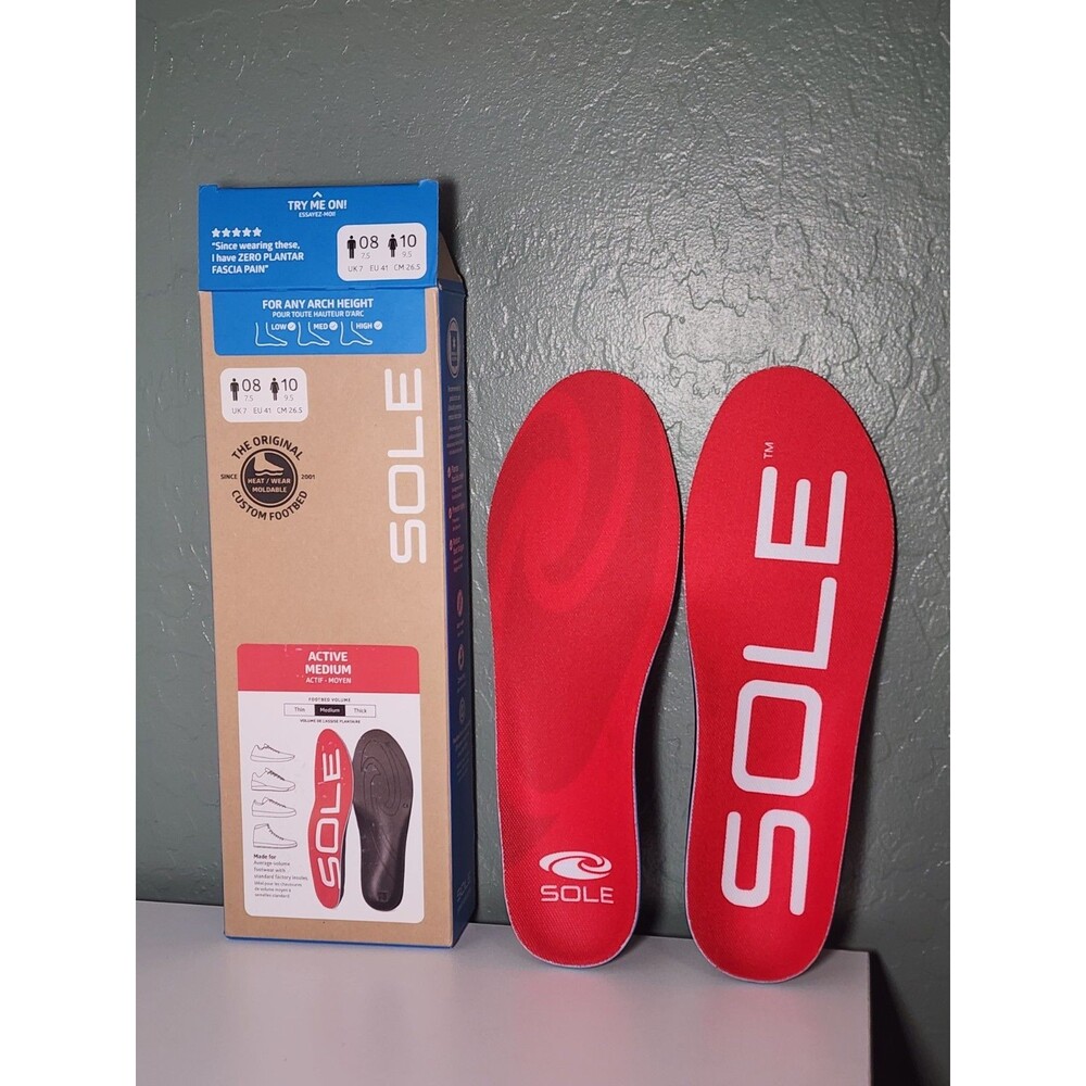 SOLE Active Wide Medium Footbeds Insoles Men’s 8 Women’s 10 EU 41 Open Box
